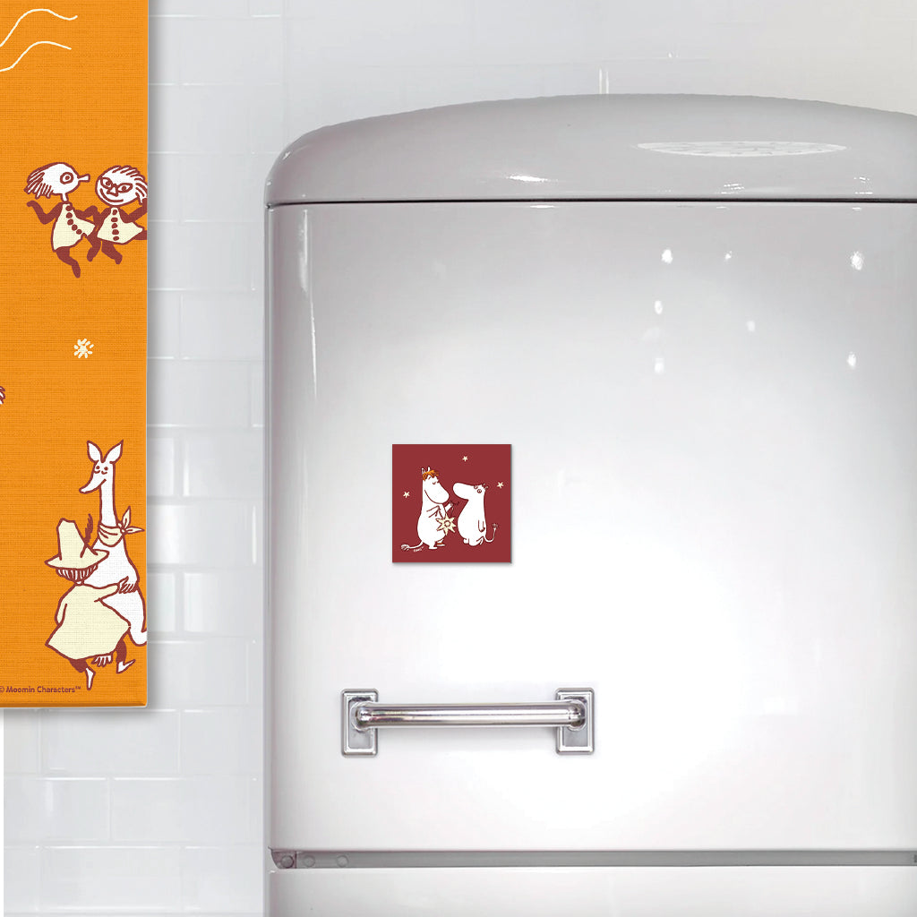 Comet in Moominland Moomintroll, Snorkmaiden & Snufkin The Perfect Gift Square Wooden Magnet