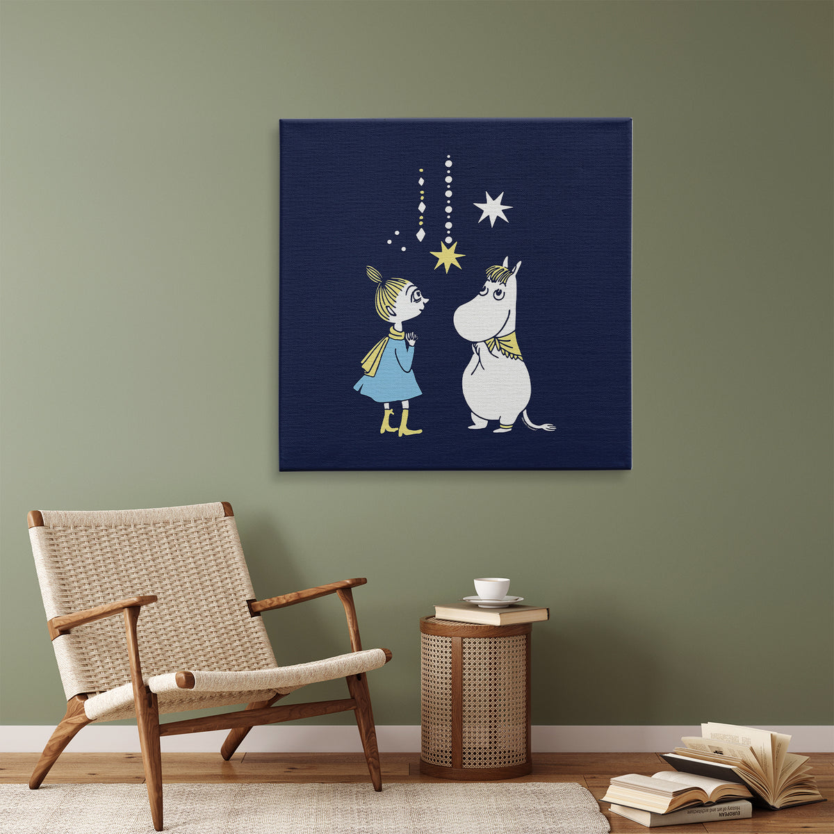 Sniff's Winter Star Mymble & Snorkmaiden Wishing on a star Stretched Canvas