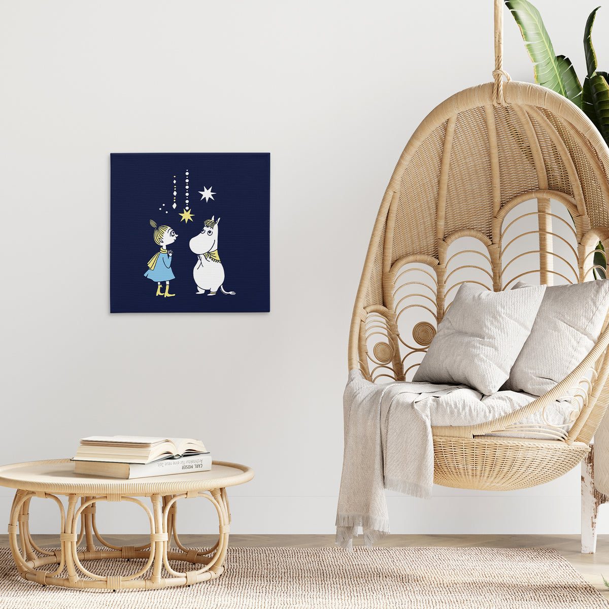 Sniff's Winter Star Mymble & Snorkmaiden Wishing on a star Stretched Canvas