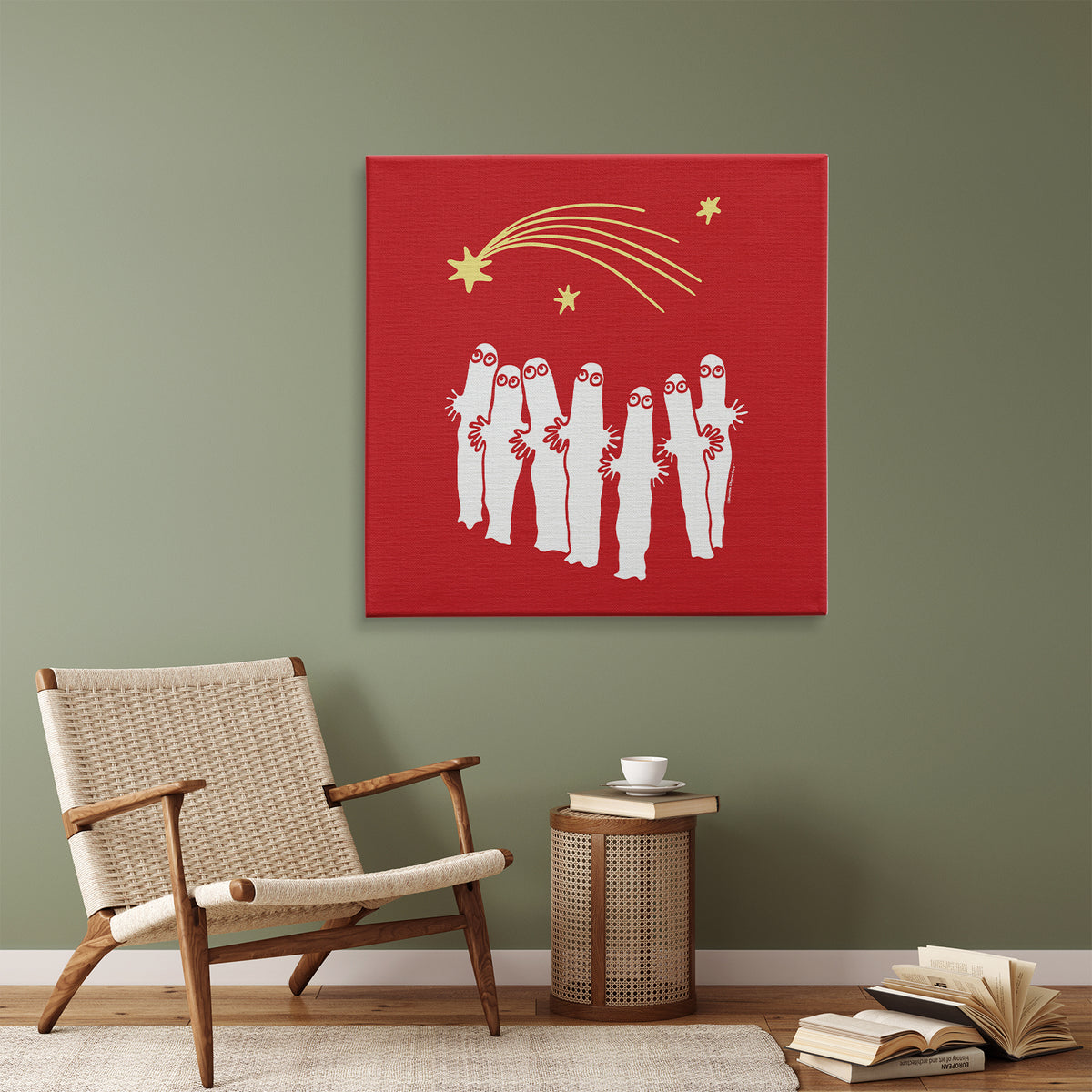 Sniff's Winter Star Hattifatteners Stargazing Stretched Canvas