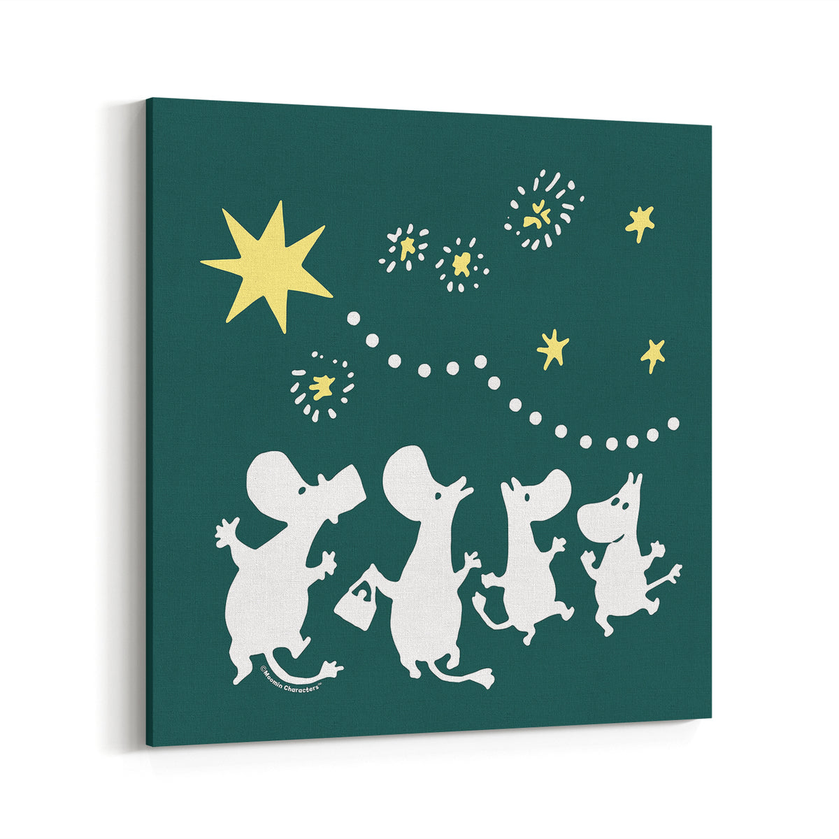 Sniff's Winter Star Moomin Family Celebrations Stretched Canvas