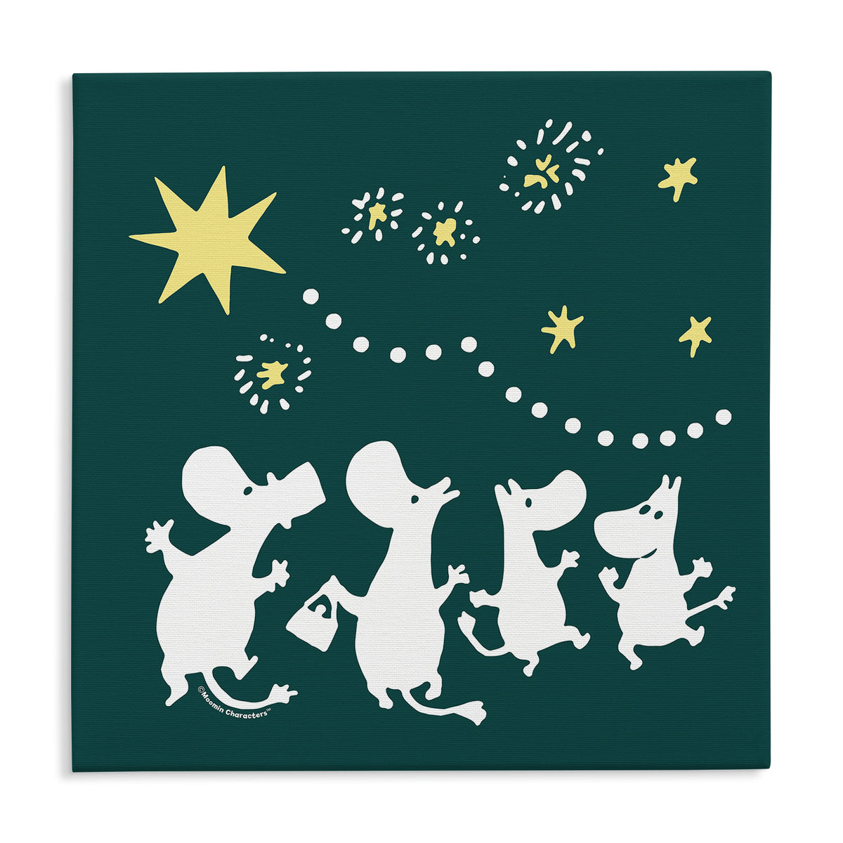 Sniff's Winter Star Moomin Family Celebrations Stretched Canvas