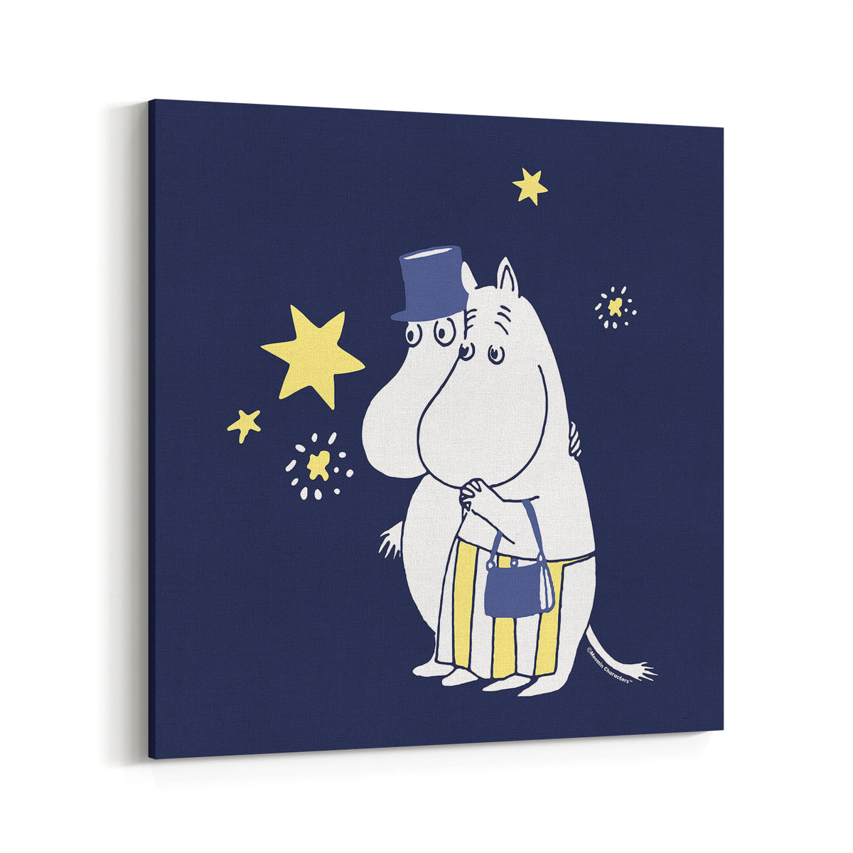 Sniff's Winter Star Moominpappa & Moominmamma Stargazing Stretched Canvas