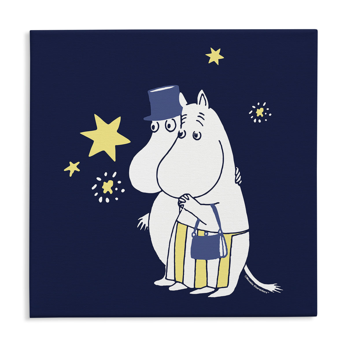 Sniff's Winter Star Moominpappa & Moominmamma Stargazing Stretched Canvas