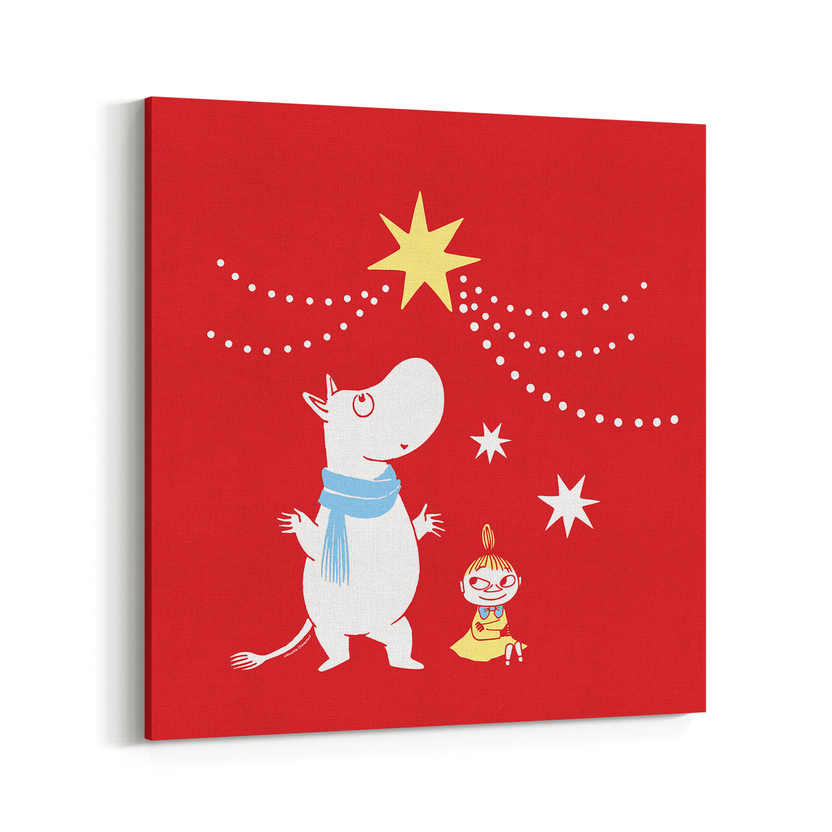 Sniff's Winter Star Moomintroll & Little My Wishing on a Star Stretched Canvas