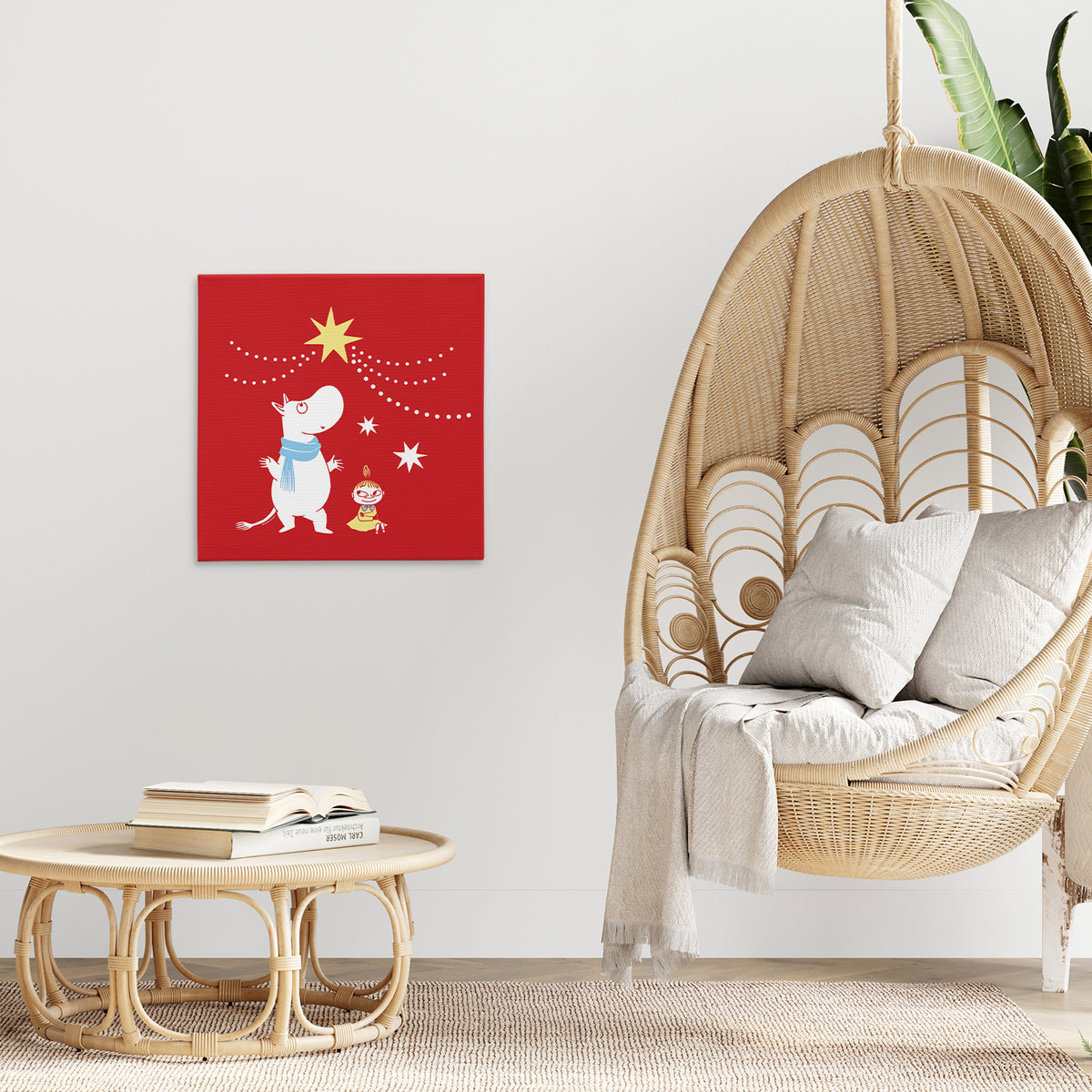 Sniff's Winter Star Moomintroll & Little My Wishing on a Star Stretched Canvas