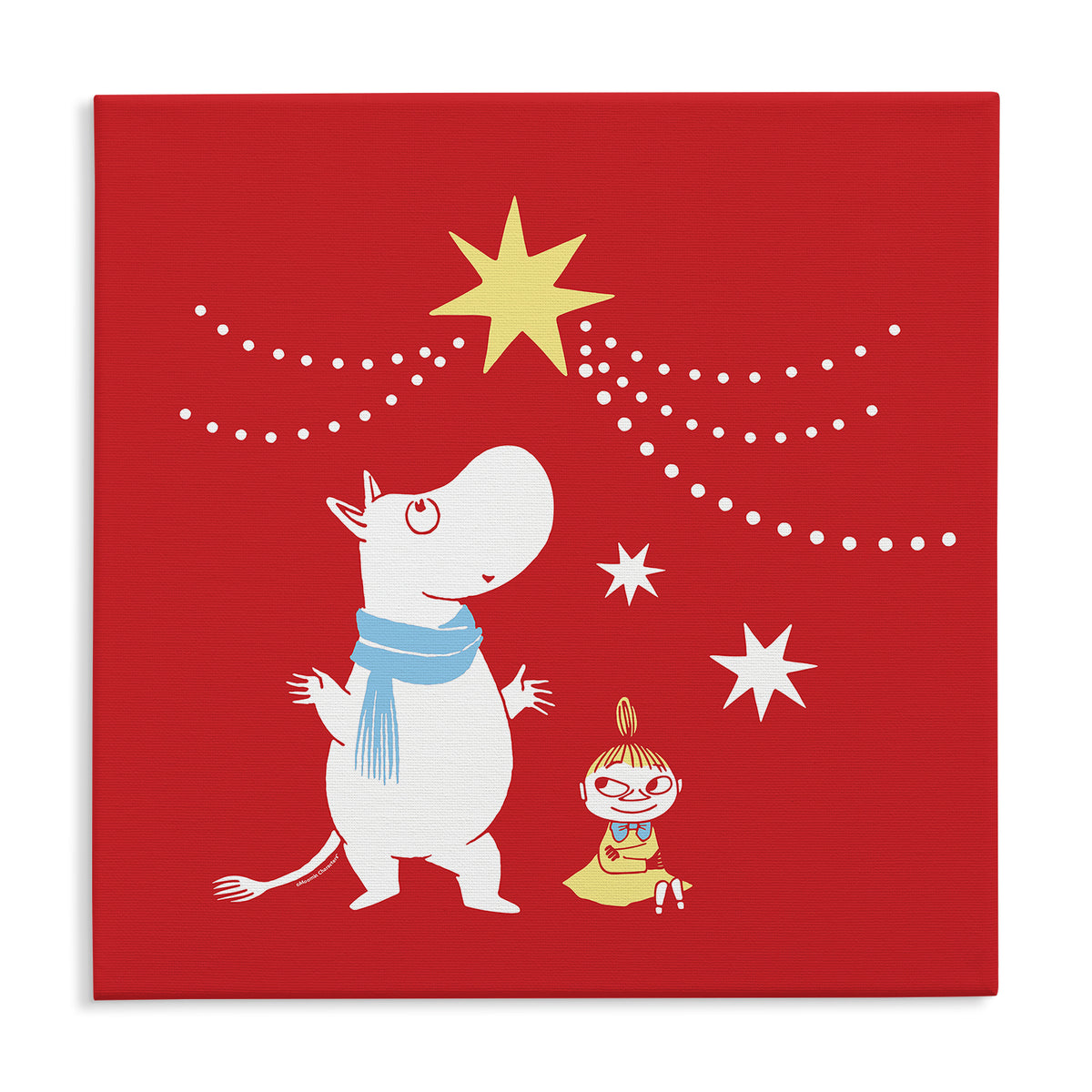 Sniff's Winter Star Moomintroll & Little My Wishing on a Star Stretched Canvas