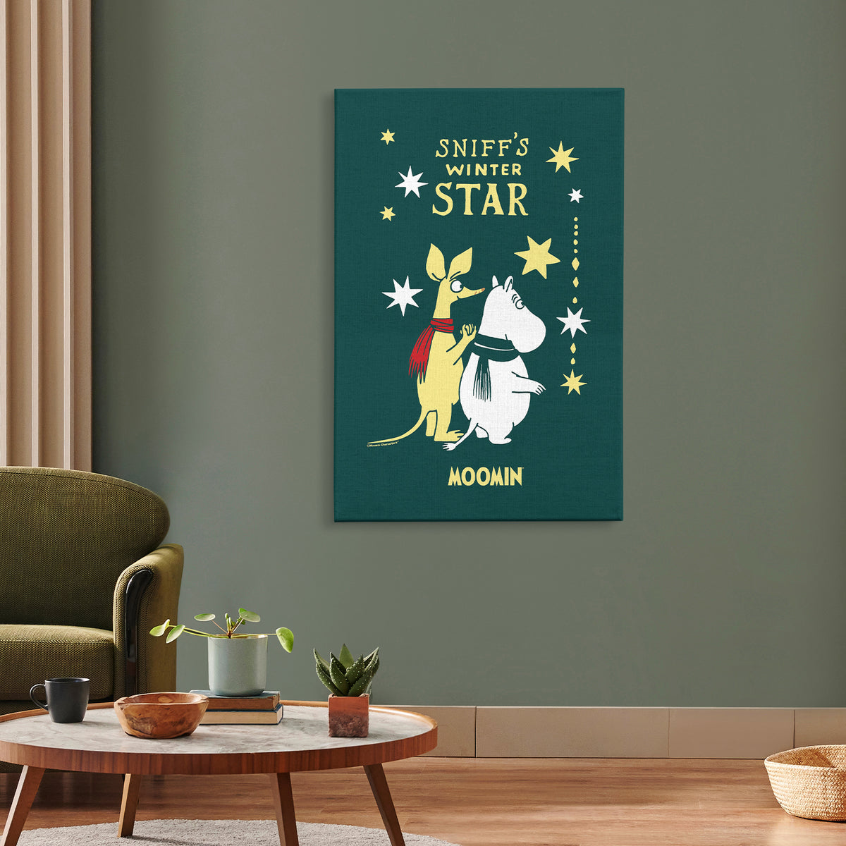 Sniff's Winter Star with Moomintroll Stretched Canvas