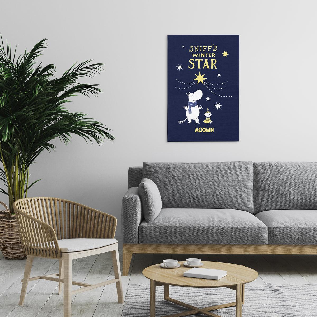 Sniff's Winter Star with Moomintroll & Little My Stretched Canvas