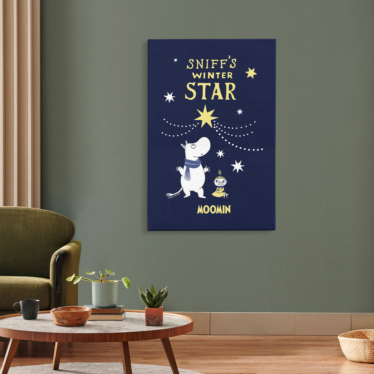 Sniff's Winter Star with Moomintroll & Little My Stretched Canvas