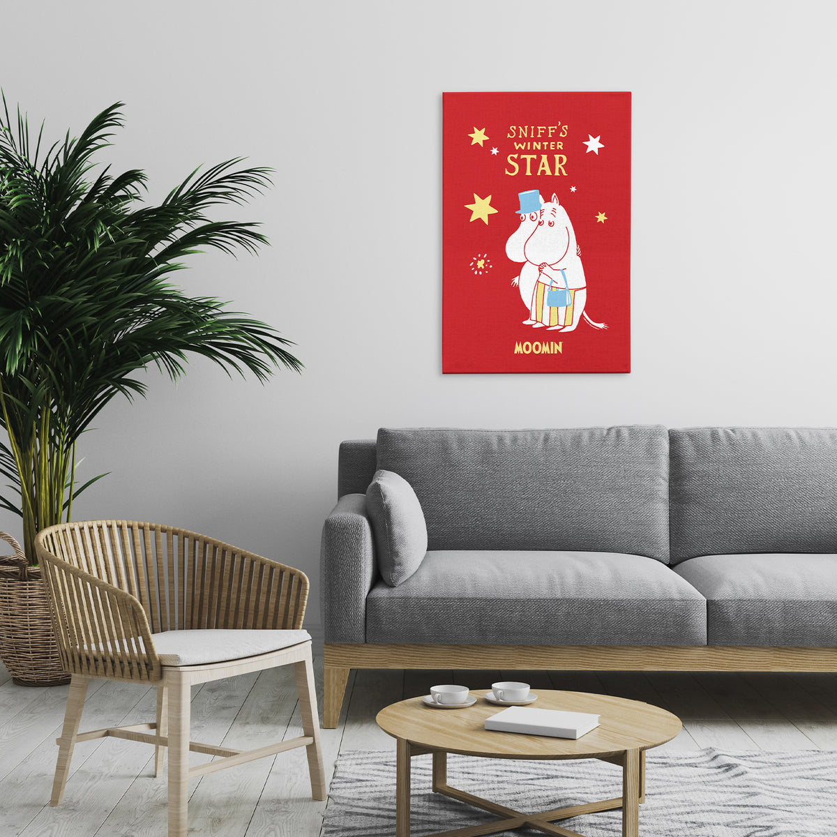 Sniff's Winter Star with Moominpappa & Moominmamma Stretched Canvas