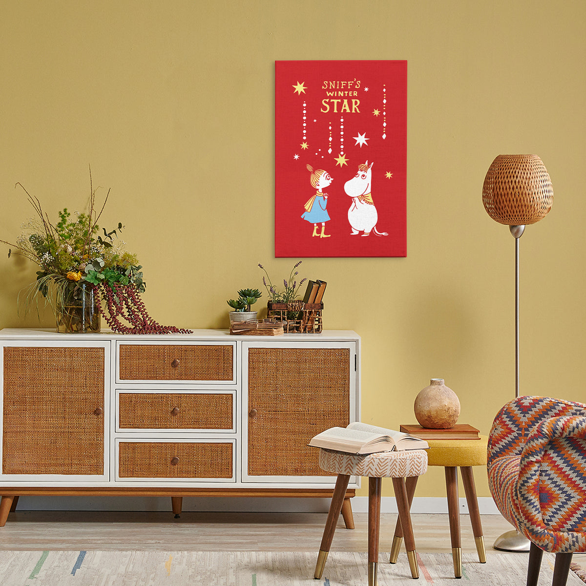Sniff's Winter Star Snorkmaiden & Mymble Wishing on a star Stretched Canvas