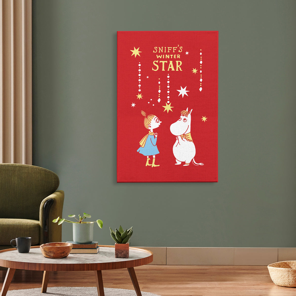 Sniff's Winter Star Snorkmaiden & Mymble Wishing on a star Stretched Canvas