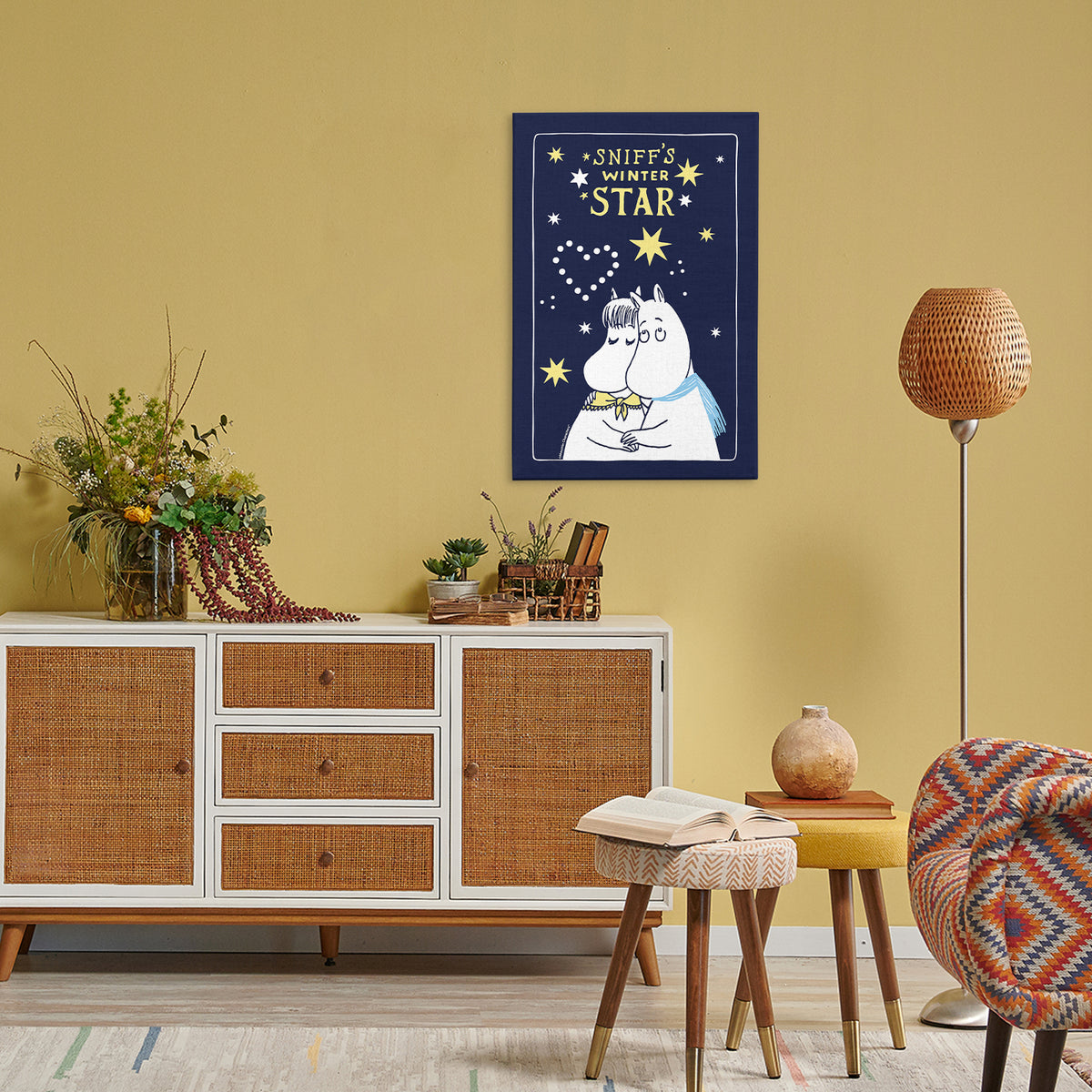 Sniff's Winter Star Moomintroll & Snorkmaiden Stretched Canvas