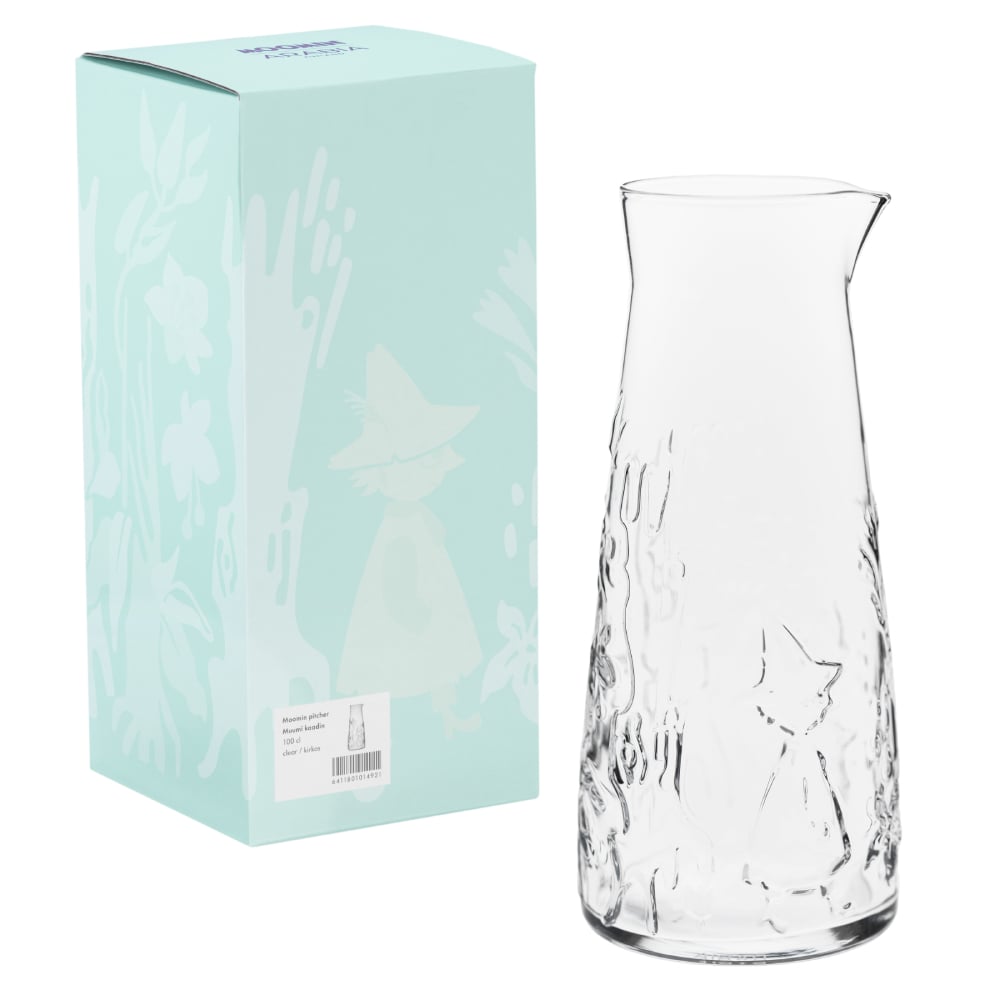 Moomin Clear Glass Pitcher 34 oz - Moomin Arabia