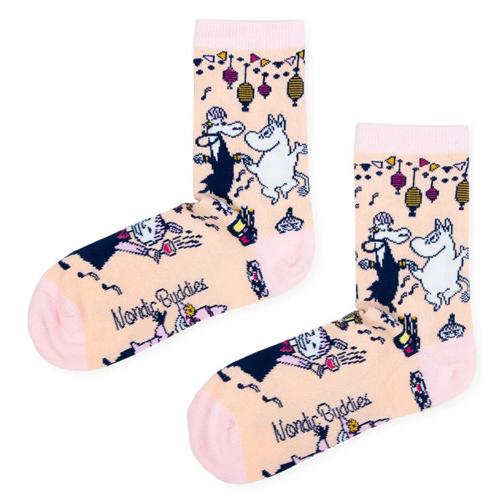 Moomin Party Socks Pink 6-11.5 - Nordicbuddies | Moomin Shop United States