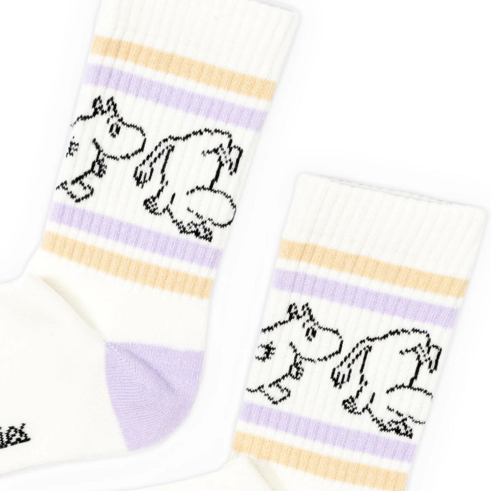 Moomintroll Retro Socks 36-42 White/Lilac - The Official Moomin Shop