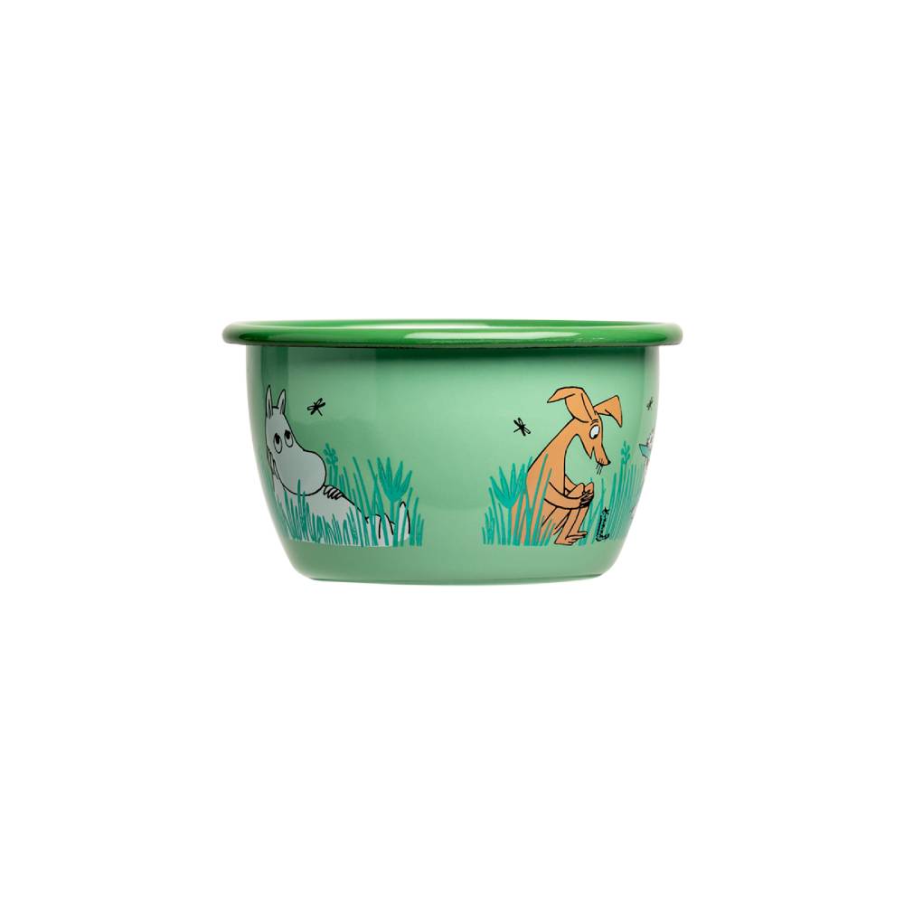 Moomin Enamel Bowl Friends Green 10 oz - Muurla