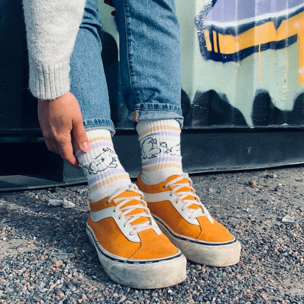 Moomintroll Retro Socks 4.5-9.5 White/Lilac | Moomin Shop United States