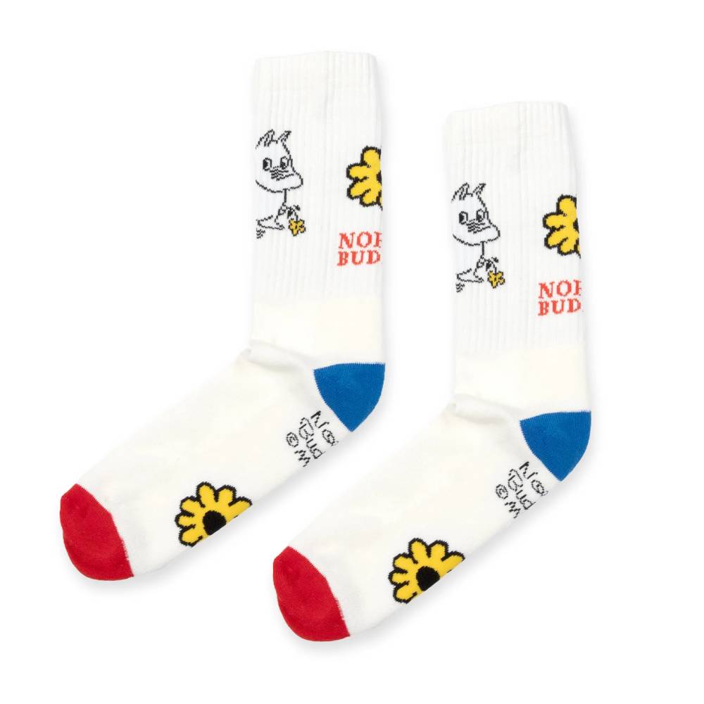 Moomintroll Flower Socks White/Red 9.5-13 - Nordicbuddies | Moomin Shop United States