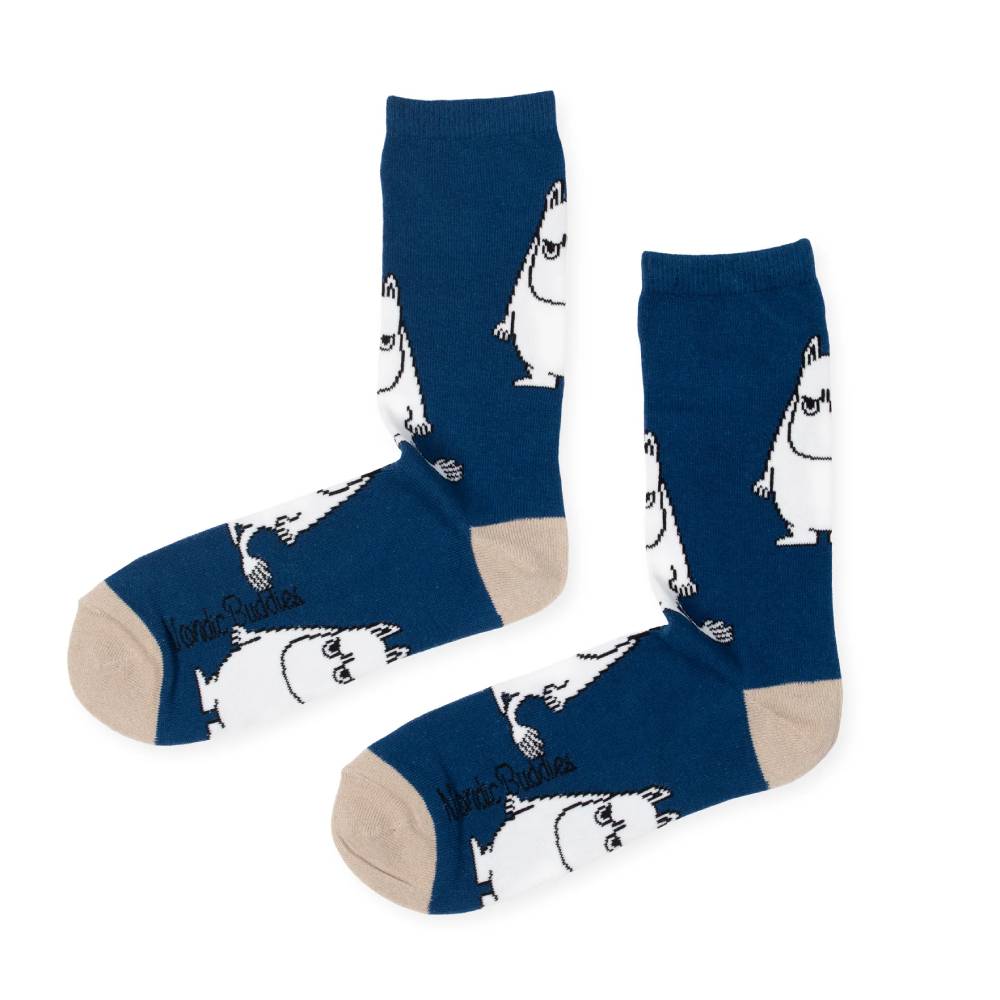 Angry Moomintroll Socks Dark Blue - Nordicbuddies | Moomin Shop United States