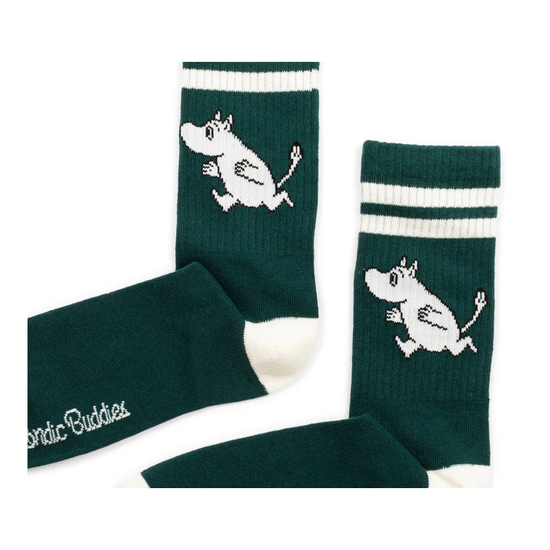 Moomintroll Retro Socks Forest Green 9.5-13 - Nordicbuddies