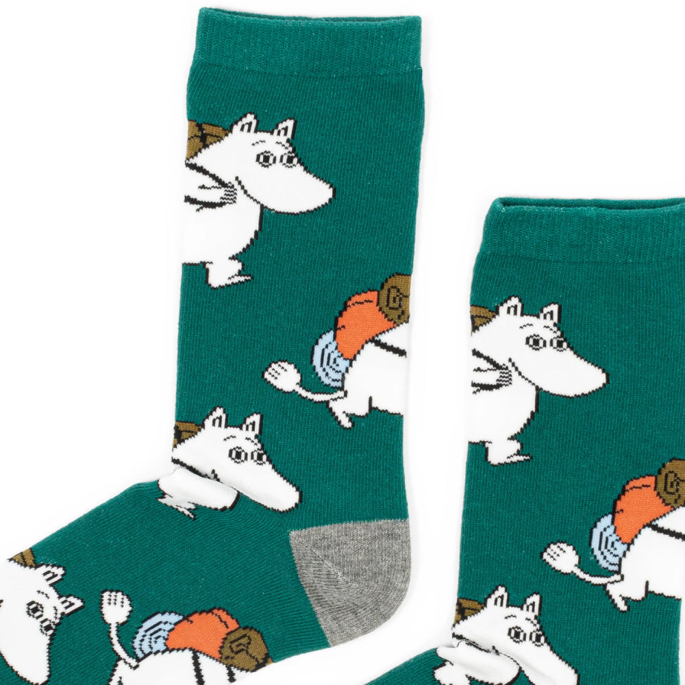 Moomintroll Adventuring Socks Green 9.5-13 - Nordicbuddies