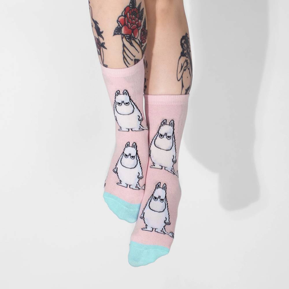 Angry Moomintroll Socks Pink 6-11.5 - Nordicbuddies