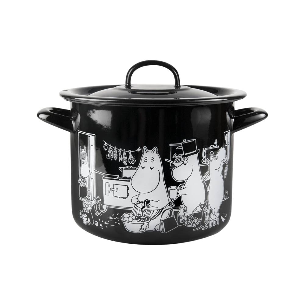 Moomin Enamel Pot In the Kitchen 118 oz - Muurla | Moomin Shop United States