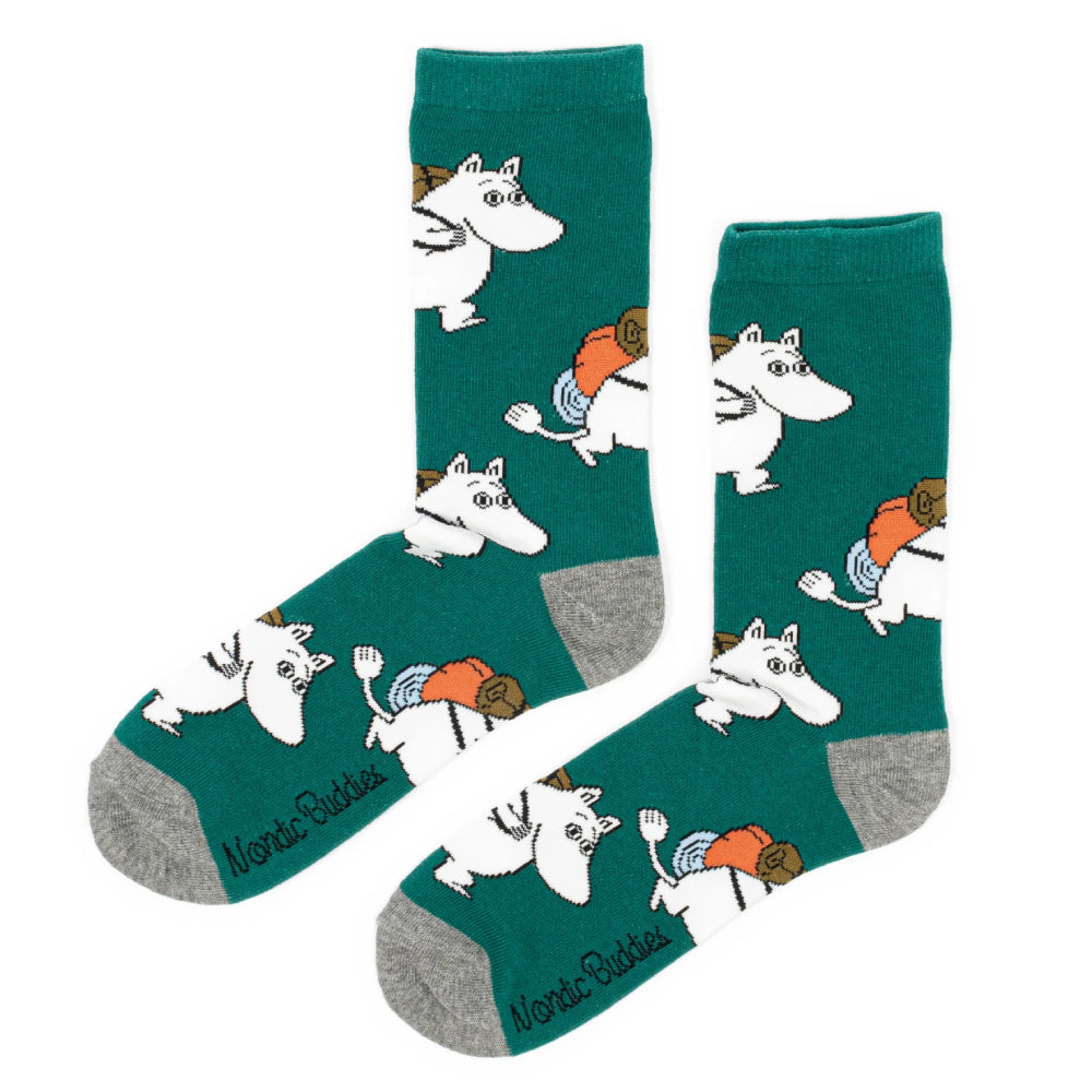 Moomintroll Adventuring Socks Green 9.5-13 - Nordicbuddies