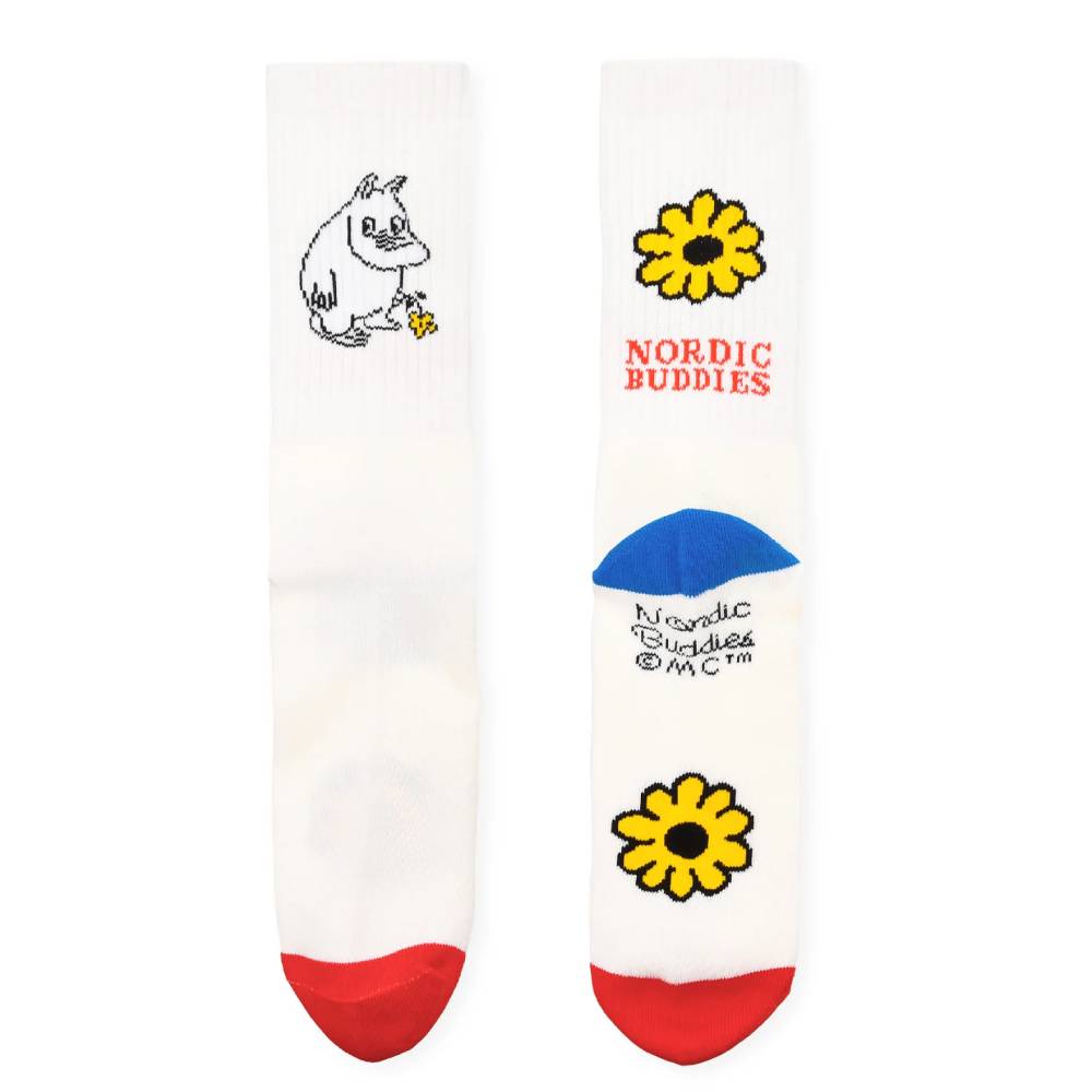 Moomintroll Flower Socks White/Red 9.5-13 - Nordicbuddies