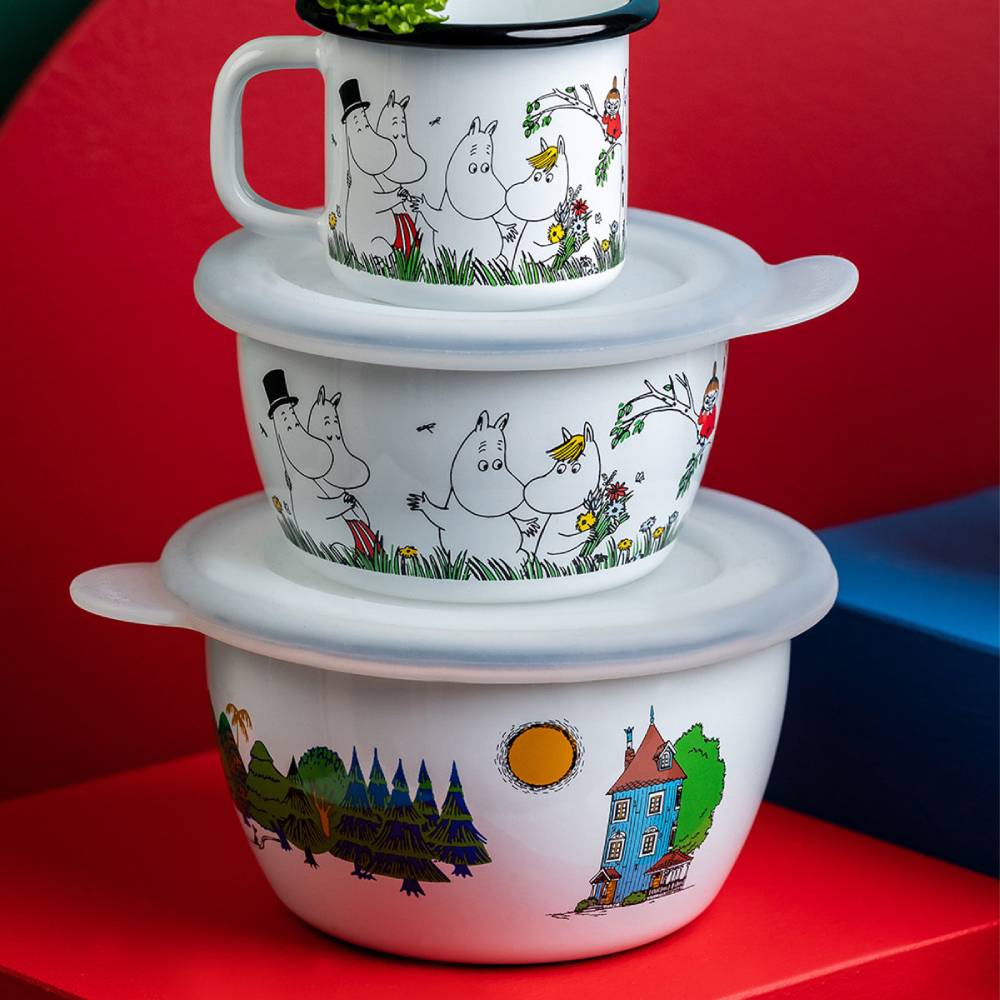 Moomin Enamel Bowl Moominvalley 20.3 oz - Muurla