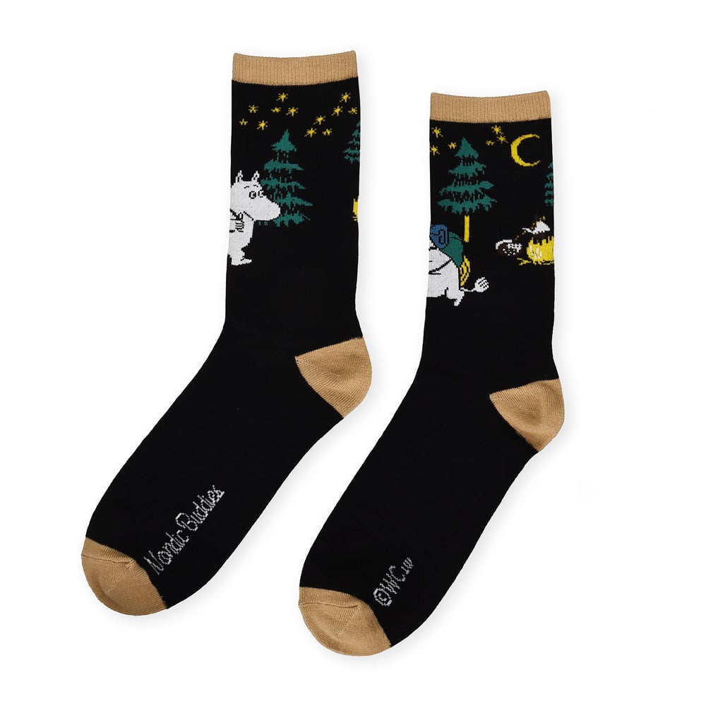 Moomin Adventuring Socks Black 9.5-13 - Nordicbuddies | Moomin Shop United States
