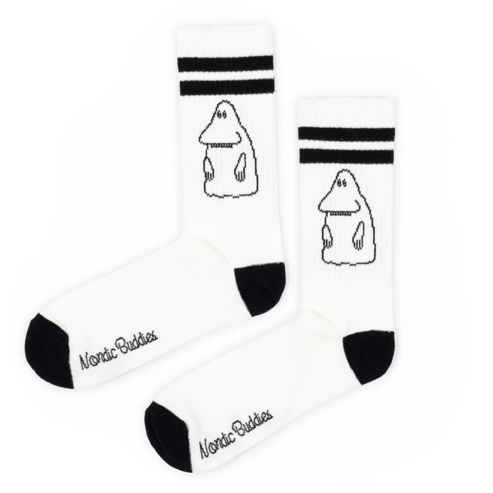 Moomin The Groke Retro Socks White/Black 9.5-13 - Nordicbuddies | Moomin Shop United States