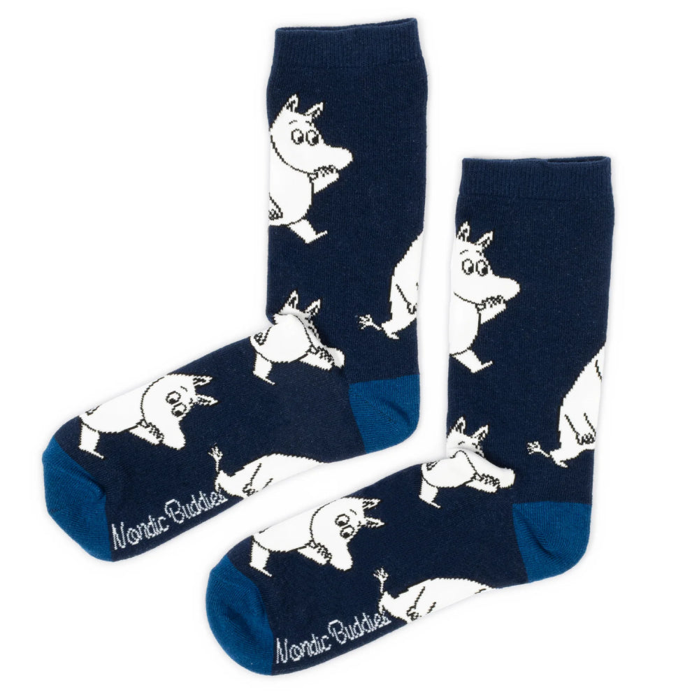 Moomintroll Wondering Socks Navy 9.5-13 - Nordicbuddies