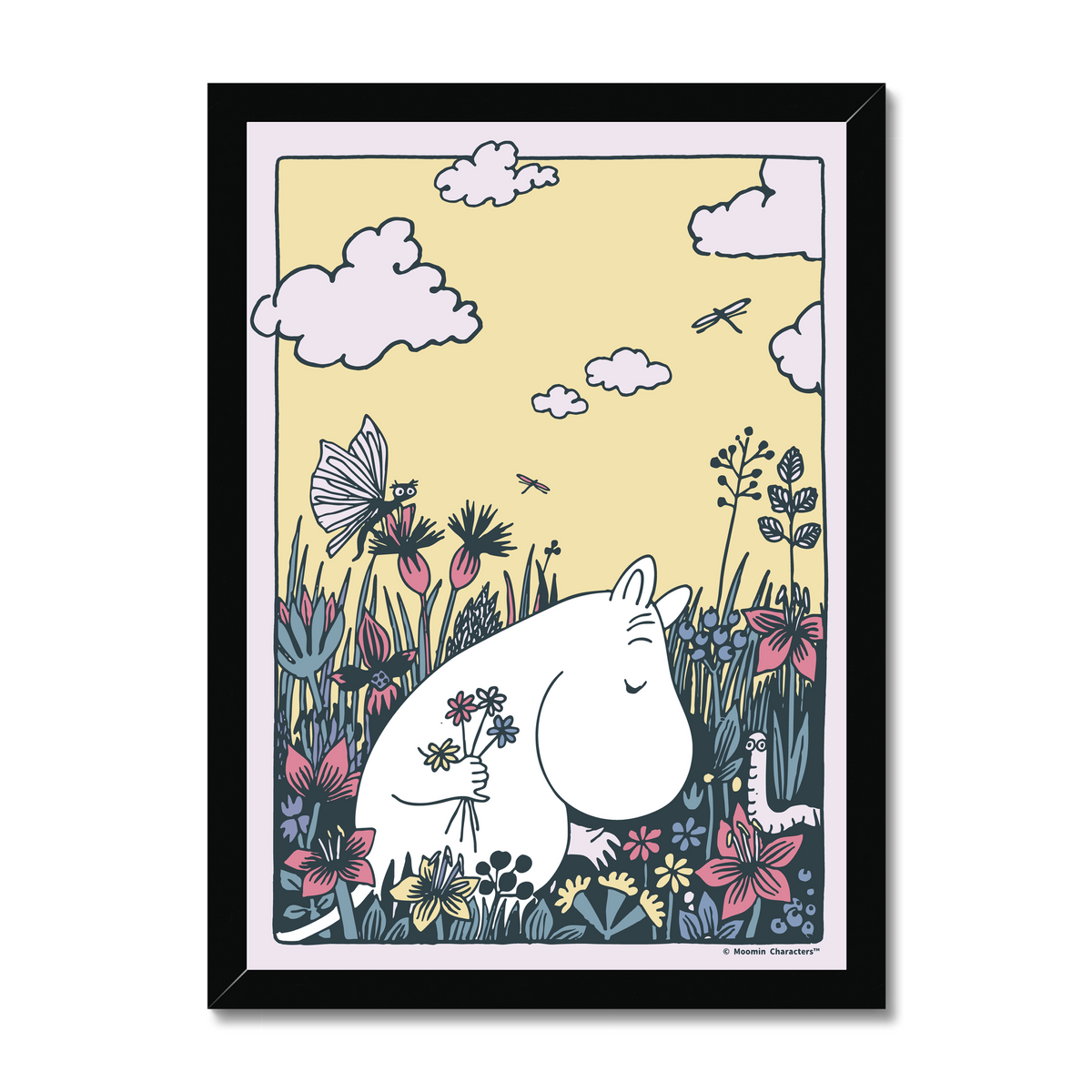 Moomintroll Flower Picking Fine Art Framed Print