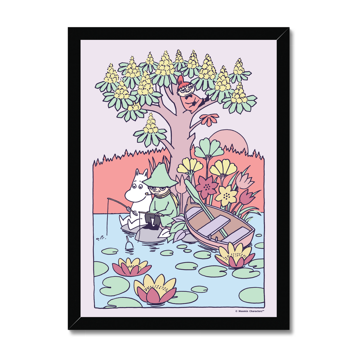 Snuffin & Moomintroll Fishing Fine Art Framed Print