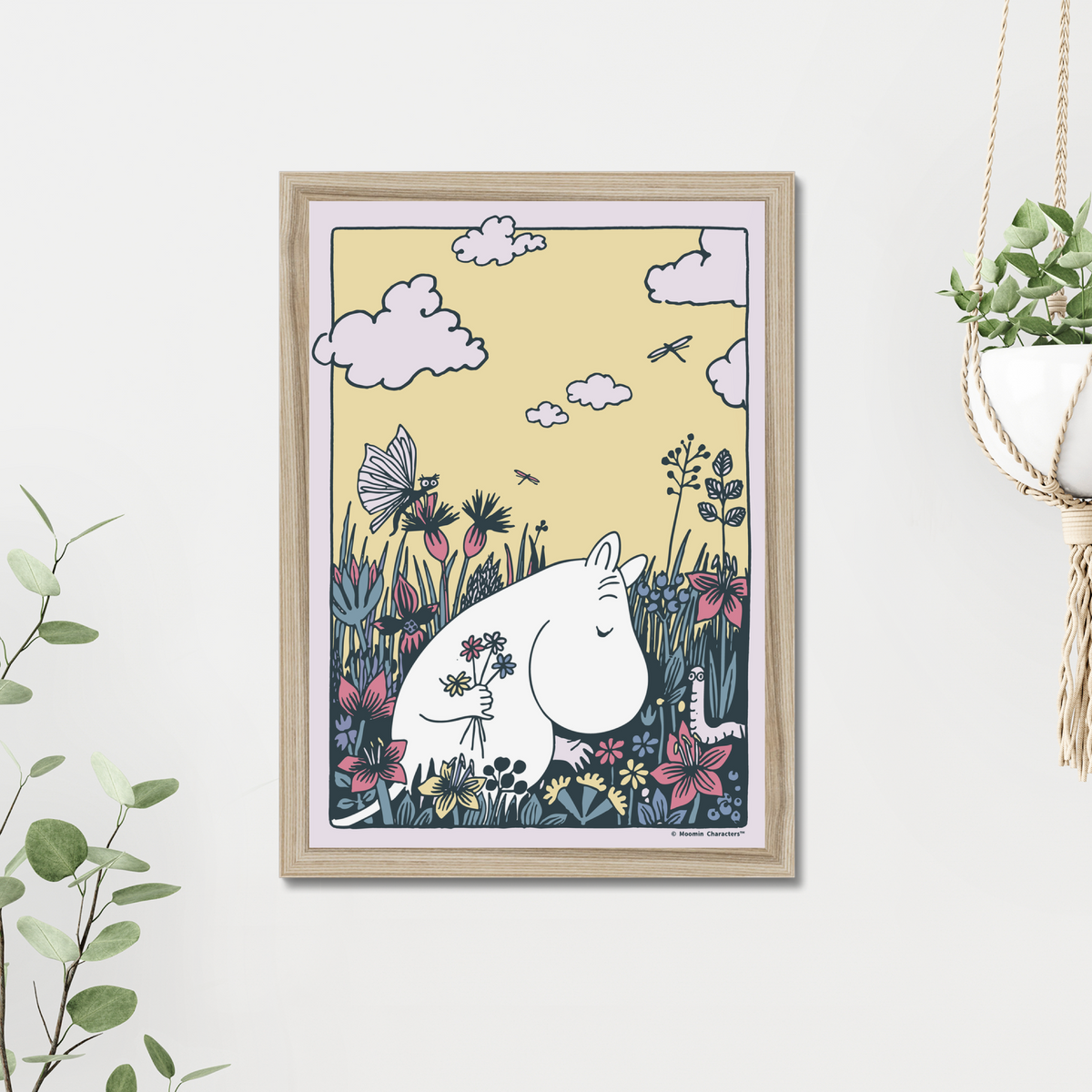 Moomintroll Flower Picking Fine Art Framed Print