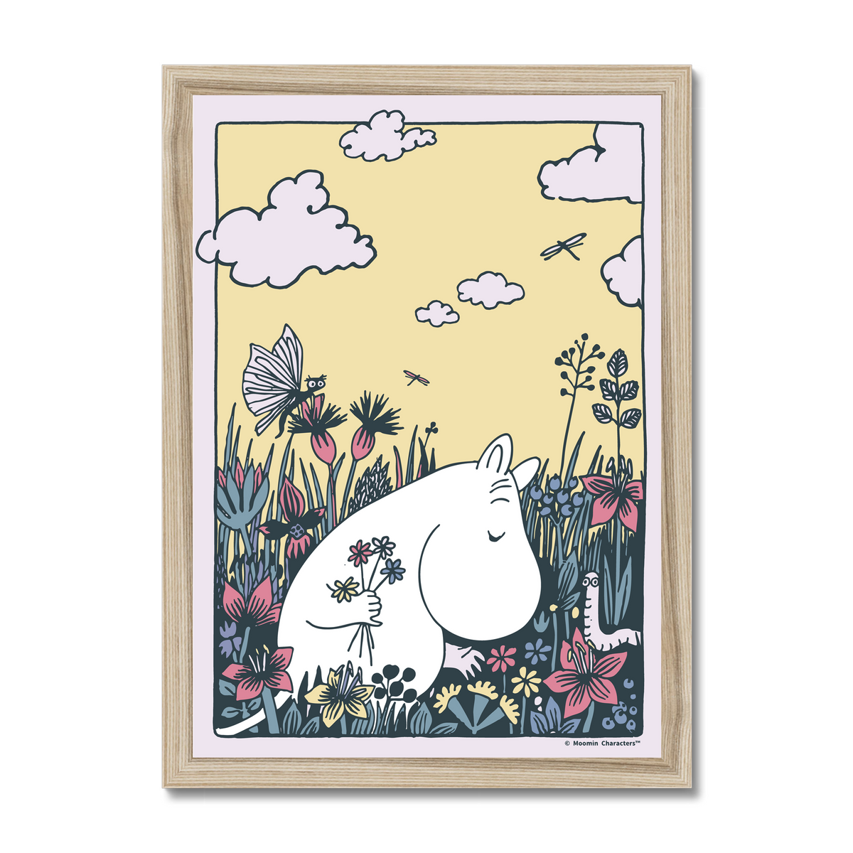 Moomintroll Flower Picking Fine Art Framed Print | Moomin Shop United States