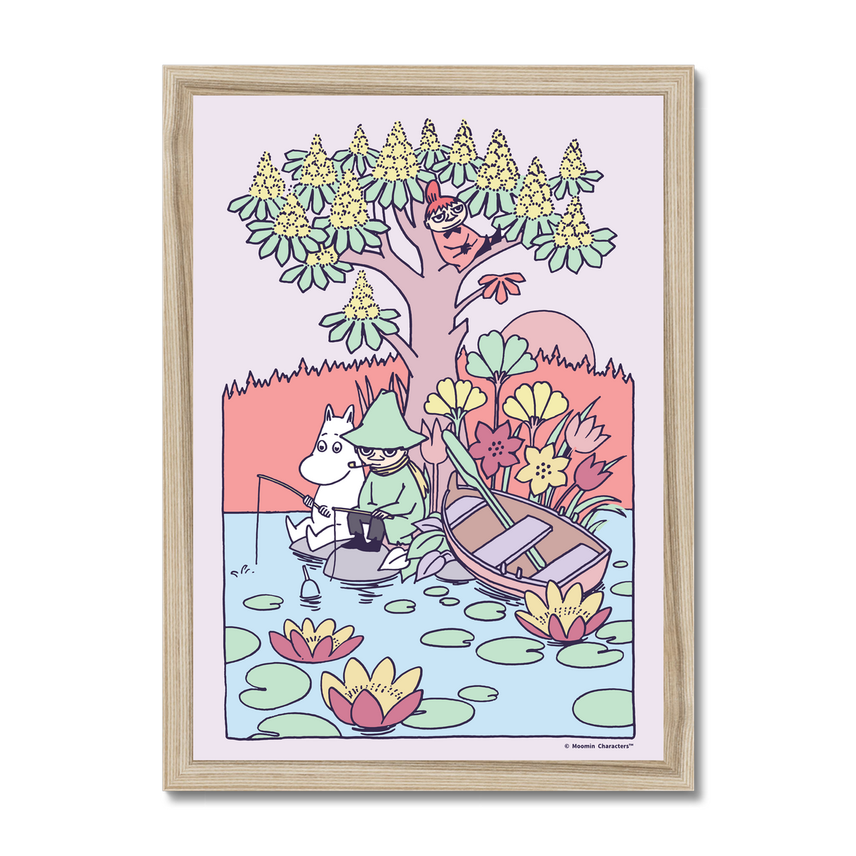 Snuffin & Moomintroll Fishing Fine Art Framed Print