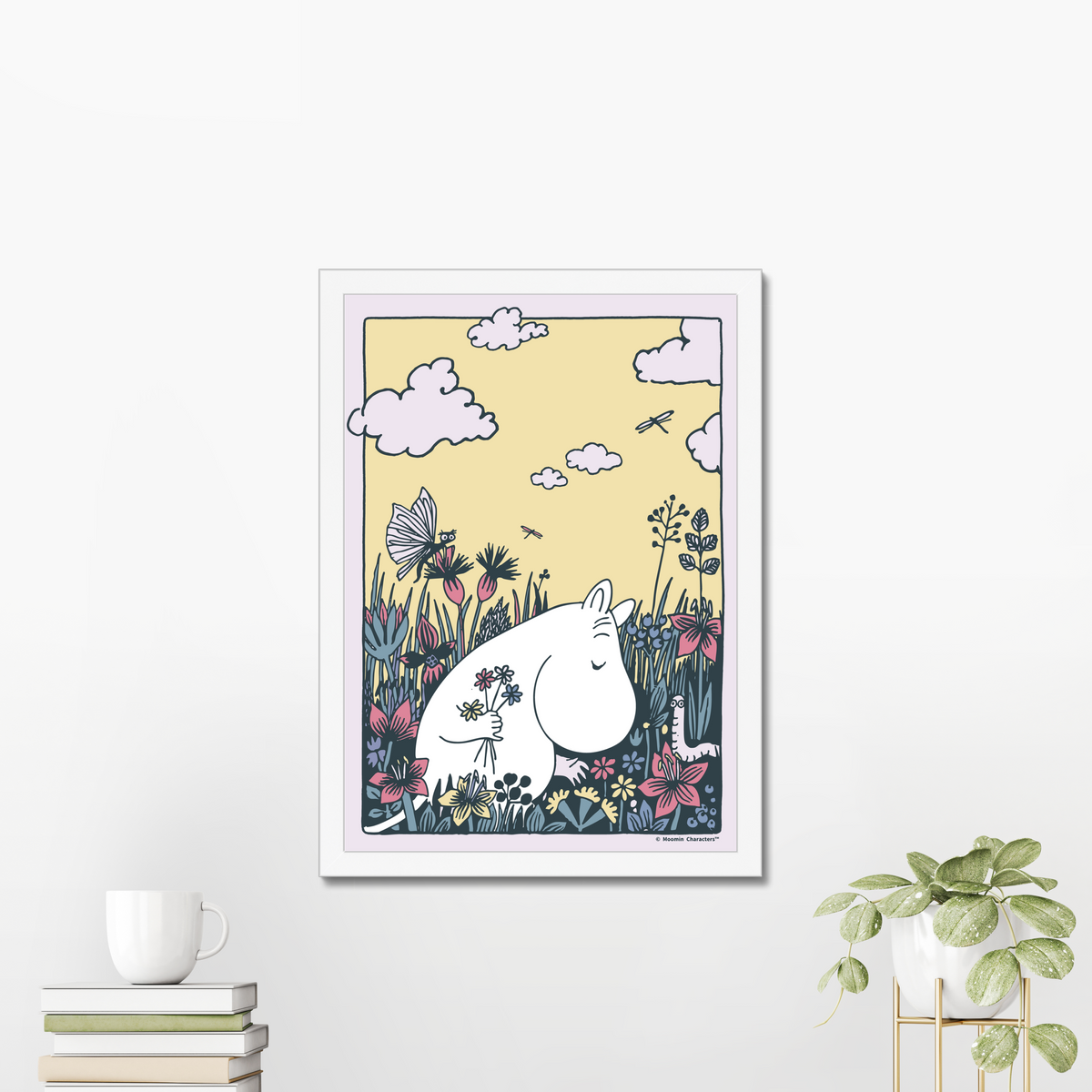Moomintroll Flower Picking Fine Art Framed Print