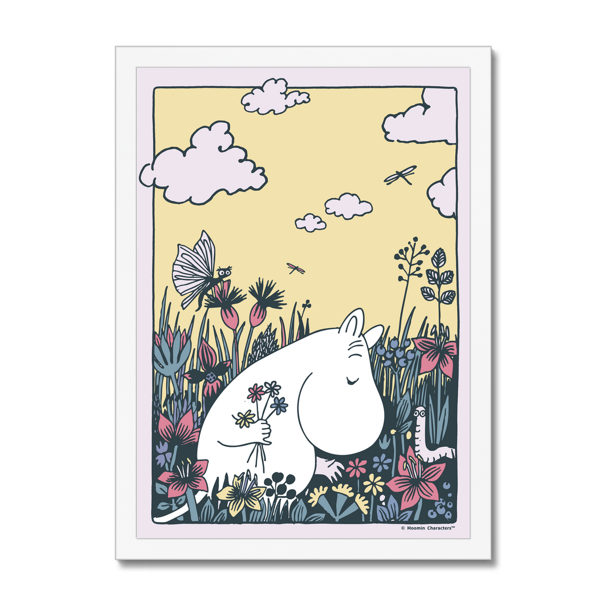 Moomintroll Flower Picking Fine Art Framed Print